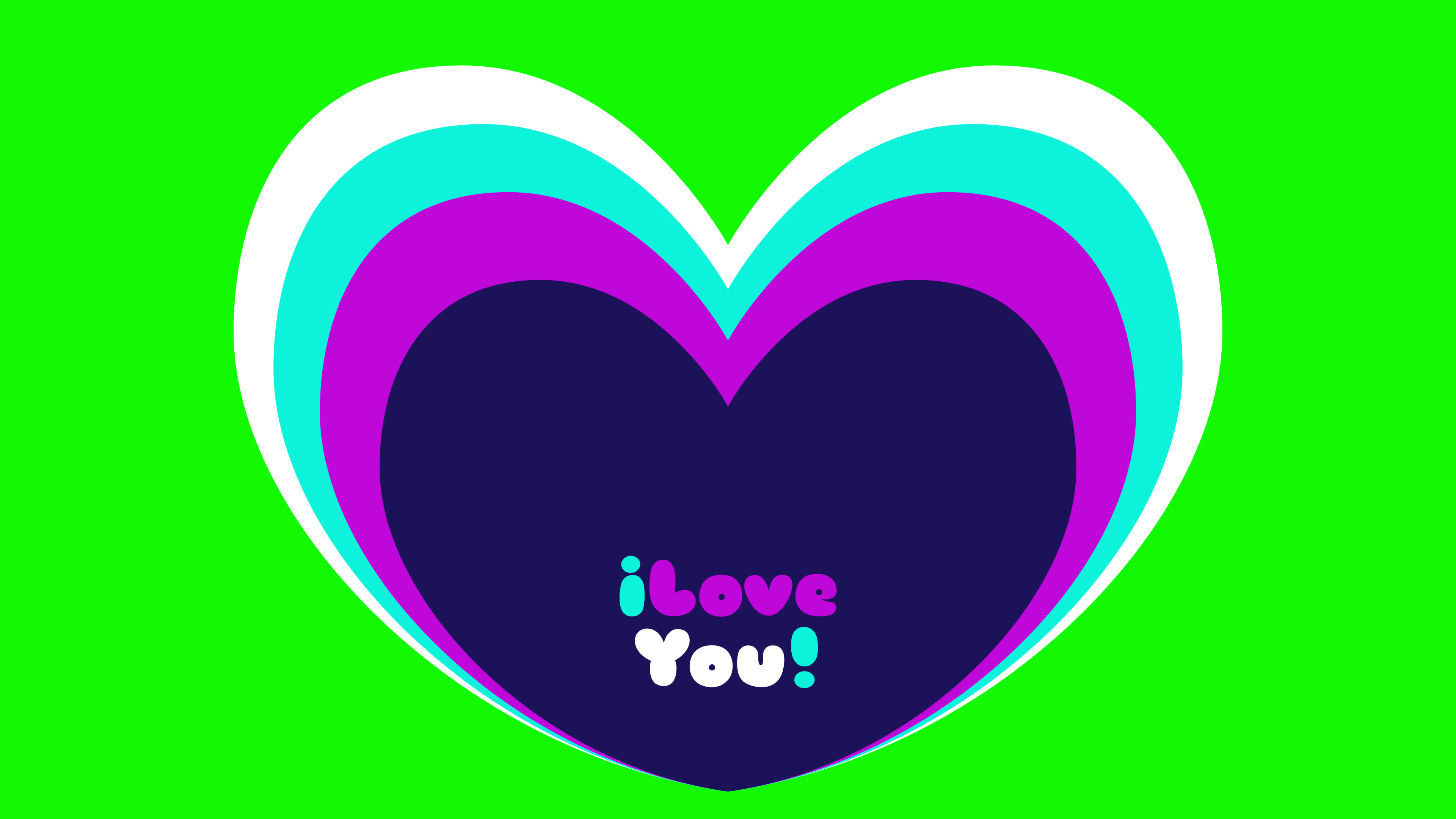 Animated popup i love you text in retro color with greenscreen ...