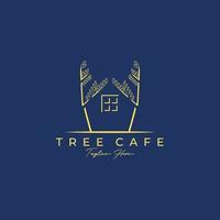 diseño de ilustración vectorial del logotipo de la cafetería del árbol, logotipo inmobiliario, logotipo del árbol de la casa vector