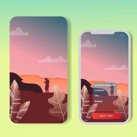 Vector banners set with polygonal landscape illustration. For Mobile aps, banner, horizontal header website, printed materials. Image Picture Background