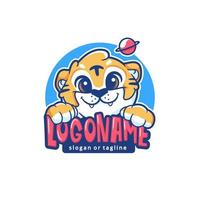 cute tiger mascot character logo template vector