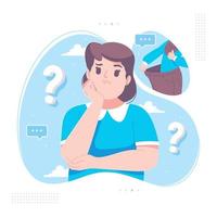 fat girl confused about diet vector illustration
