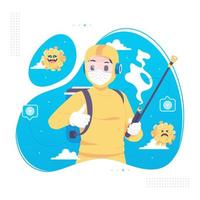 cleaning service wearing Protective equipments vector illustration