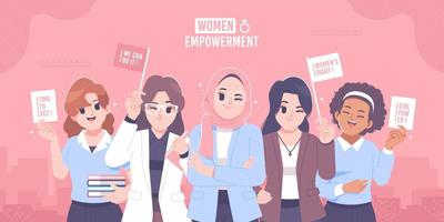 fondo de ilustración de concepto de empoderamiento de mujeres vector