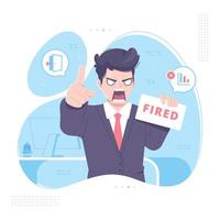 ilustración de vector de personaje de jefe enojado emocional