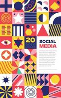 abstract modern grid design with geometrical shapes neo geo pattern for social media vector