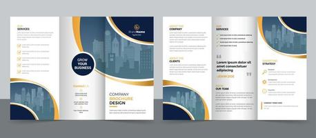 Diseño de plantilla de folleto tríptico de negocios corporativos. vector