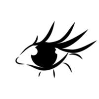 Human eye line art doodle icon isolated on white woman long eyelashes sketch drawing beauty salon logo design vector
