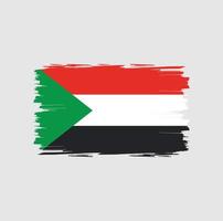 bandera de sudán con estilo de pincel de acuarela vector