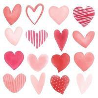 Heart icons watercolor set Royalty Free Vector Image