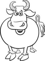 funny bull farm animal character coloring book page vector