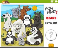 how many cartoon bears educational game for children vector