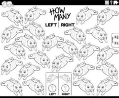 count left and right pictures of cartoon rabbit coloring book page vector