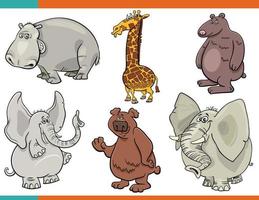 conjunto de personajes de dibujos animados divertidos animales salvajes vector