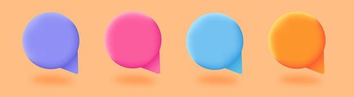 Set of minimal blank 3d chat boxes sign. 3d vector speech bubble illustration.