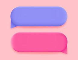 Set of minimal blank 3d chat boxes sign. 3d vector speech bubble illustration.