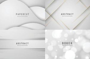 banner Abstract geometric white and gray color background vector illustration.