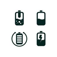 Battery icon and charging, charge indicator Vector logo design level Battery Energy Power running low up status batteries set logo Charge level illustration