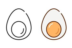 Boiled egg line icon isolated on white background. Black linear and colorful egg icons set. Vector illustration