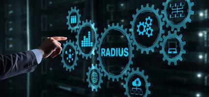 Radius. Remote Authentication in Dial In User Service. Telecommunications Networks Concept photo