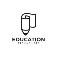 vector de icono de lápiz y papel para el diseño del logotipo de educación