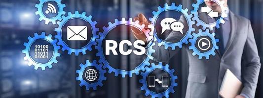 RCS. Rich Communication Services. Communication protocol between mobile telephone photo