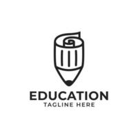 vector de icono de papel de lápiz para diseño de logotipo de educación