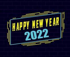 Happy New Year 2022 Design Vector Neon Yellow And Blue