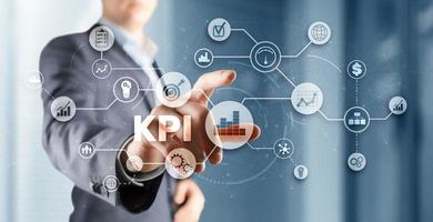 KPI Key Performance Indicator Business Internet Technology Concept on Futuristic city background photo