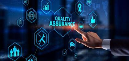 Quality Assurance ISO DIN Service Guarantee Standard Retail Concept photo