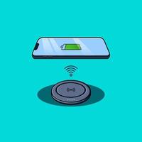 Smartphone using wireless charging power bank illustration vector