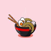 Japanese traditional ramen noodles illustration vector