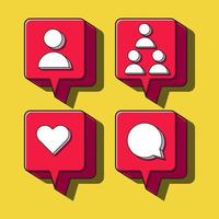 Social media set notification symbol illustration vector