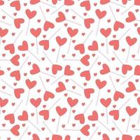 Vector seamless pattern with heart shaped lollipops on white. Great for fabrics,  Valentine's day  wrapping papers.