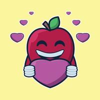 ilustración vectorial de carácter lindo manzana fruta vector