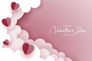 Valentine's day background design in paper style vector