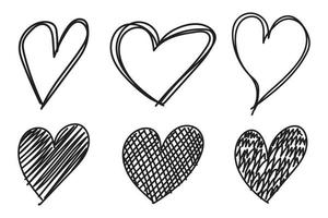 Hand drawn heart icon collection vector