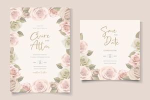 Wedding invitation template with rose flower design vector