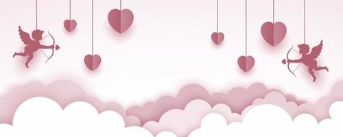 Happy Valentine's Day banner in paper art style vector