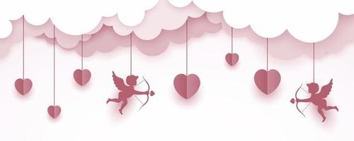 Happy Valentine's Day banner in paper art style vector