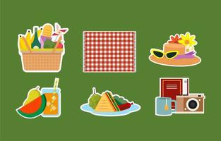Spring Picnic Stickers Collection vector
