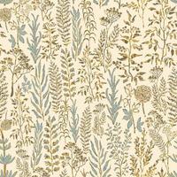Seamless colorful pattern with herbs, plants and flowers vector