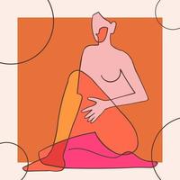 Outline illustration of woman body on abstract background vector