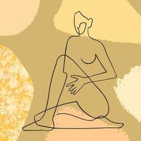 Outline illustration of woman body on abstract background vector