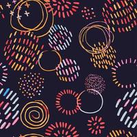 Seamless pattern with colorful hand drawn abstract round elements, doodles vector