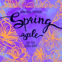 Colorful watercolor poster Spring sale vector