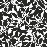 Seamless black and white pattern with foliage and plants vector