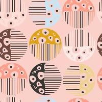 Seamless pattern with colorful hand drawn abstract round elements, doodles vector