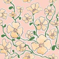 Seamless background with colorful illustrations of blooming flowers vector