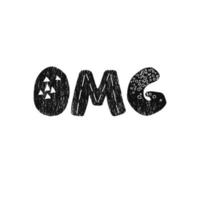 OMG - fun hand drawn nursery poster with lettering vector