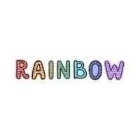 Rainbow - fun hand drawn nursery poster with lettering vector